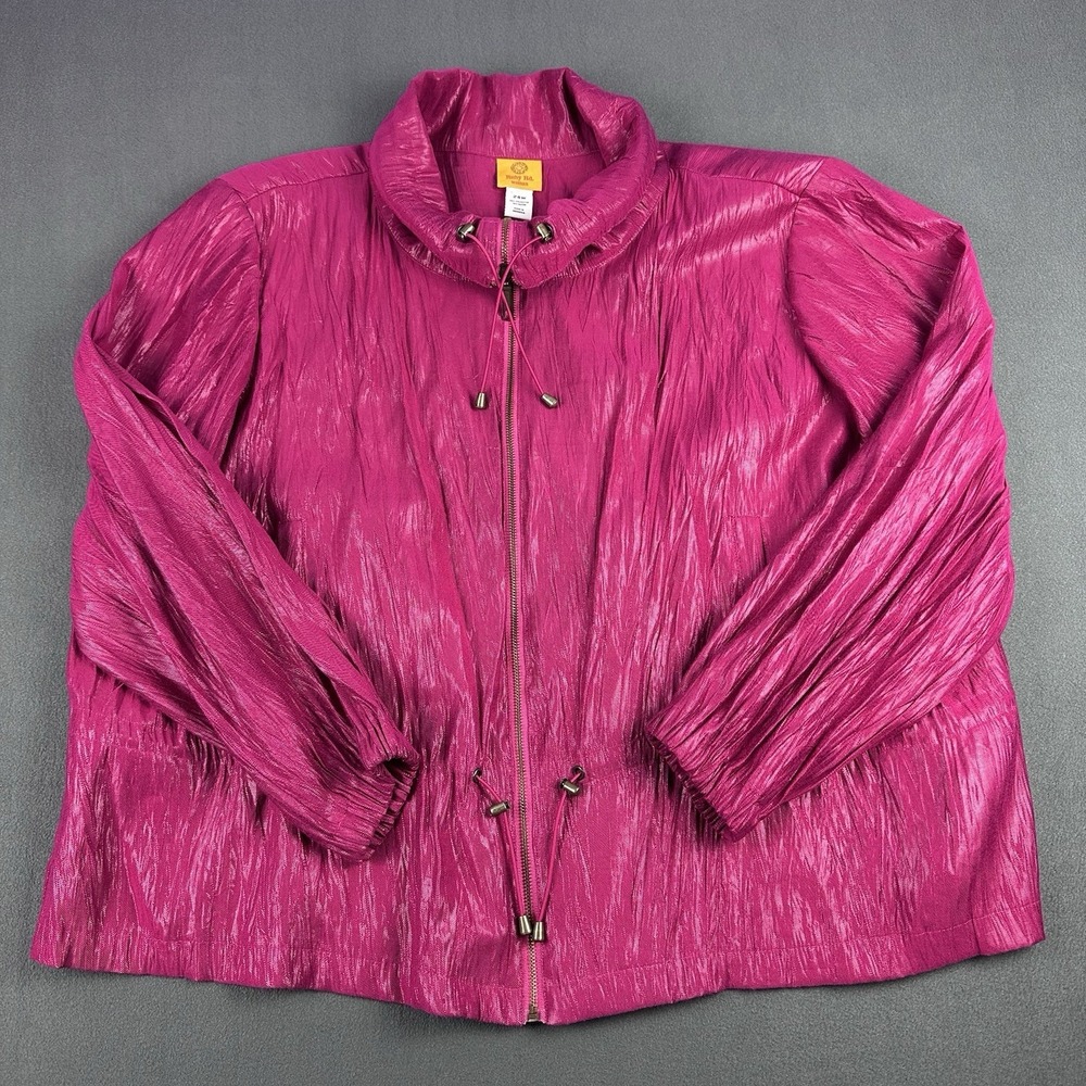 Ruby Rd Woman Shimmering Cnkle Cran/ Mgta Light Weight Jacket Zip Front24W Plus